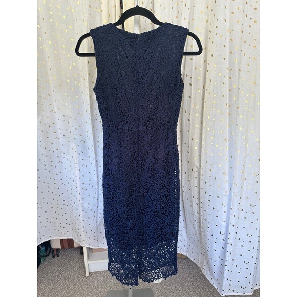 OSERJEP Scallop Eyelet Floral Lace Surplice V Neck Sheath Midi Dress Back Slit S - Picture 4 of 7